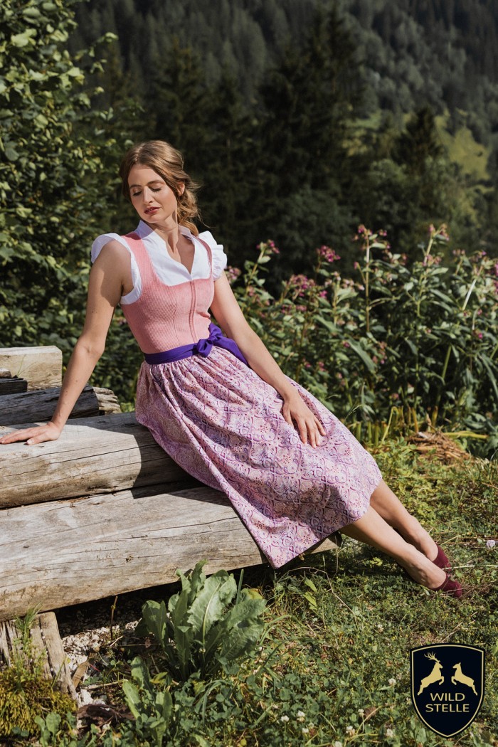 Dirndl Editha Cord-Rosa -...