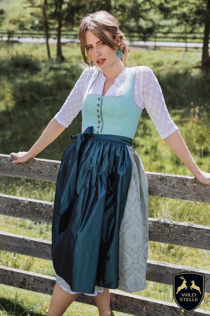 Dirndl Editha Türkisblau - Goldedition
